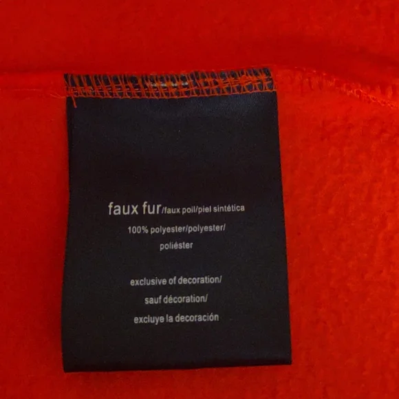 Tommy Hilfiger turtleneck orange faux fur fleece Size M - Picture 8 of 9